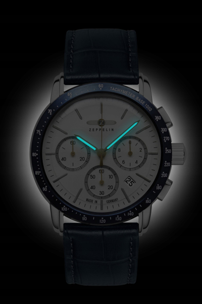 Ora burrash York Z88781, kronograf, rrip lëkure, ekran i bardhë