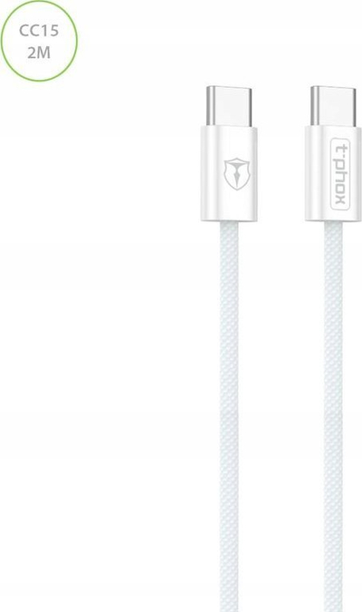 Kabllo USB-C në USB-C T-phox CC15 Series, 60W 3A, 2m, e bardhë