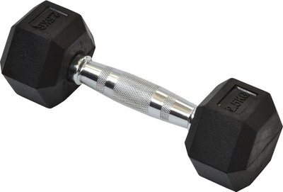 Hantellë Eb Fit Rubber Coated Hex, 2.5 kg, e zezë