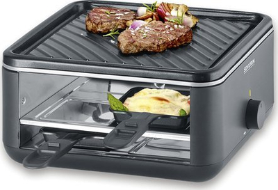 Mini raclette grill Severin RG 2360, pllaka grilli jo ngjitëse, 700W, i zi