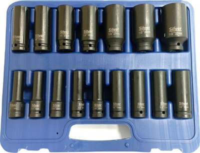 Set çelësa goditës Silver, 10-32 mm, 1/2", 16 copa