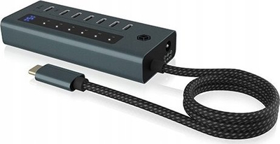 HUB USB Icy Box IB-HUB1457-C31, 7 porta USB C, 10 Gbit/s, gri