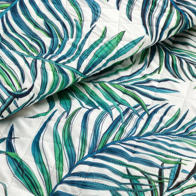 Mbulese krevati Eurofirany DESIGN 91 Palms, 200 x 220 cm, poliester, e bardhë jeshile