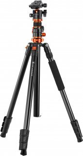 Tripod alumini K&amp;F Concept 90, 2.3m, kolonë horizontale, monopod që kthehet