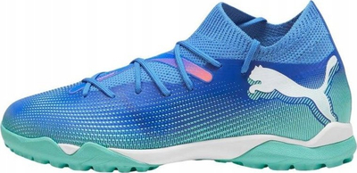 Këpucë futbolli për fëmijë PUMA FUTURE 7 MATCH TT Mid Jr, për terren sintetik, qafë e mesme, blu