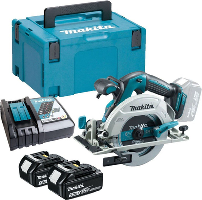 Sharrë rrethore me bateri Makita DHS680RTJ, 18V, disk 165 mm, jeshile-gri