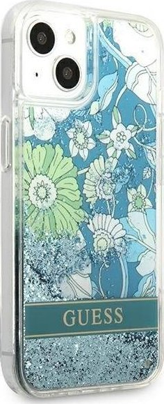 Husë telefoni Guess GUHCP13MLFLSN për iPhone 13, Flower Liquid Glitter, e gjelbër