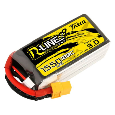 Bateri LiPo Tattu R-Line 3.0, 14.8V 1550mAh 120C 4S, XT60