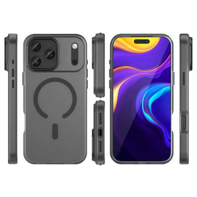 Këllëf telefoni Hurtel Magnetic Grinding, për iPhone 17 Pro, që shkon me MagSafe, i zi mat
