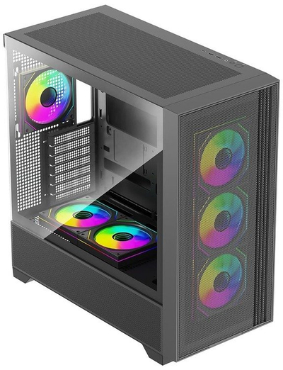 Kullë PC Xilence Xilent Flux X916 ARGB, xham anësor, 4 ventilatorë ARGB, e zezë