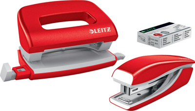 Set kapëse dhe grusht letre LEITZ Mini NeXXt WOW, 10 fletë, i kuq