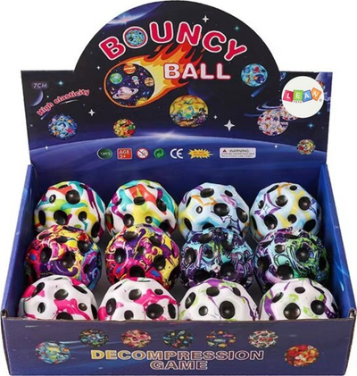 Top lodër Space Glow Ball, 7 cm, me dimple, shumëngjyrësh