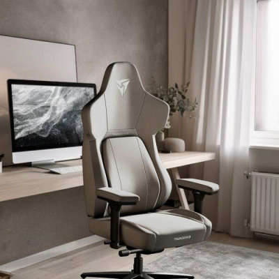 Гејмерска столица ThunderX3 CORE LOFT, ергономска, со потпирач за нозе, сива