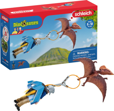 Figurë lodër Schleich Dinosaurs Jetpack Chase, set me Tupuxuara dhe Maks, shumëngjyrëshe