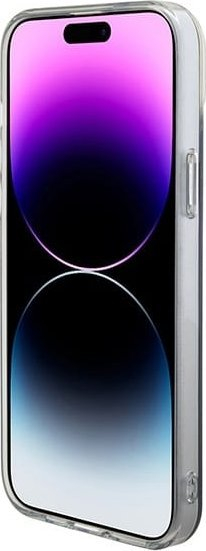 Обвивка за телефон Guess IML Iridescent MagSafe, за iPhone 15 Plus, проѕирна со бои