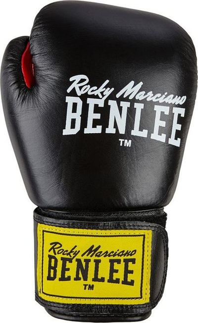 Doreza boksi Benlee Fighter, lëkurë natyrale, 8oz, të zeza me të kuqe