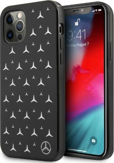 Kapak telefoni Mercedes-Benz Silver Stars, për iPhone 12 12 Pro, backcase, i zi