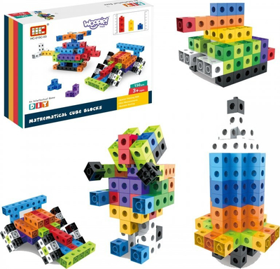 Lodra ndërtimi Woopie Mathematical Cube Blocks XL, 150 copë, edukative, shumëngjyrëshe