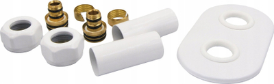 Set mbulues për tuba PEX Vario Term Double Concealing, rozetë dyshe 3/4", e bardhë matt