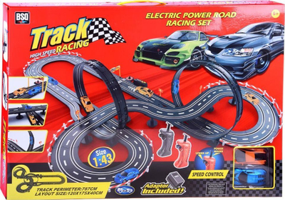 Set pistë garash Jokomisiada Track Racing RC0546, 2 makina, me telekomandë, shumëngjyrësh
