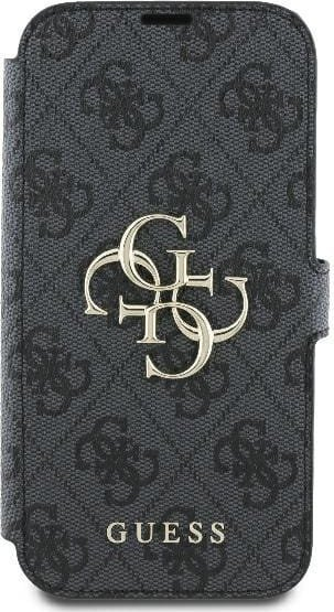 Futrollë “book” Guess GUBKP16S4GMGGR për iPhone 16 6.1", lëkurë ekologjike, logo metal, e zezë
