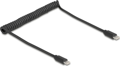 Kabllo spiral USB DeLOCK 90369, USB C në USB C, 0.75 m, USB 2.0, i zi