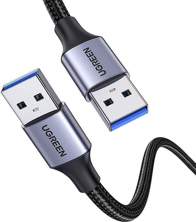 Kabllo USB UGREEN, Type A në Type A, USB 3.0 5Gbps, najlon, e zezë