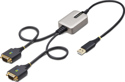 Kabllo adapter StarTech me 2 porta USB në serial, 60cm, USB A në DB9 RS232, ngjyrë e zezë
