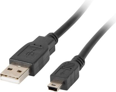Kabllo Lanberg USB 2.0 MINI CABLE AM-BM5P (CANON) CA-USBK-10CC-0003-BK - CA-USBK-10CC-0003-BK, 30cm, e zezë