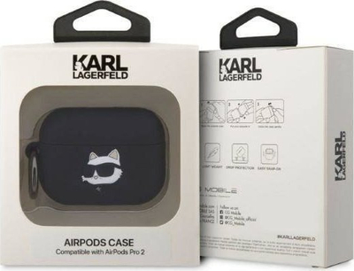 Kuti mbrojtëse Karl Lagerfeld Choupette, për AirPods Pro 2, silikon, e zezë