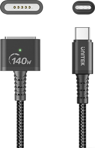 Kabllo USB C Unitek C14121BK, MagSafe, 2m, 140W, i zi