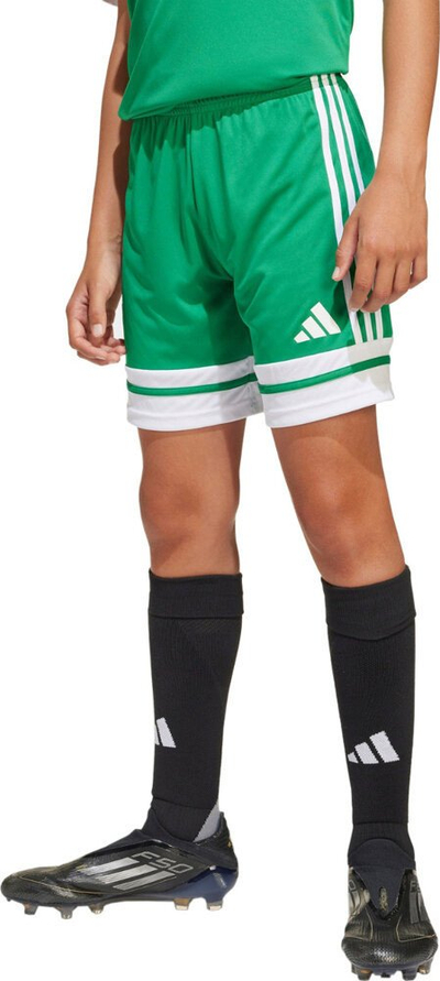 Shorce futbolli për kalamoj adidas Squadra 25 Jr JN7484, Aeroready, poliestër i ricikluar, jeshil me të bardha