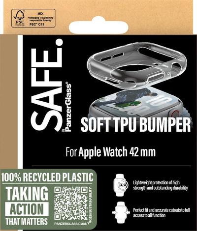 Mbulesë SAFE by PanzerGlass Soft TPU Bumper për Apple Watch 42mm, transparente
