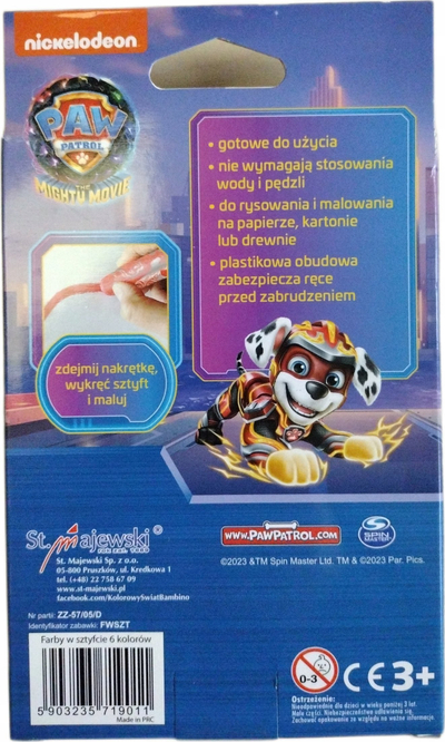 Bojë posteri në shkop St. Majewski PAW Patrol, set me 6 ngjyra, 10g