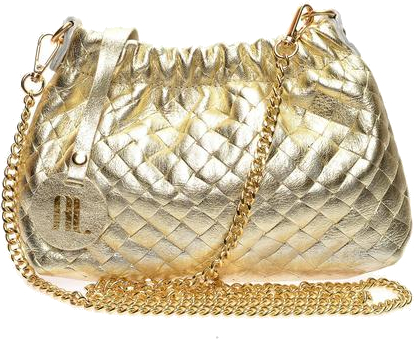 Çantë dore Anna Luchini Gold Leather, lëkurë natyrale, e artë