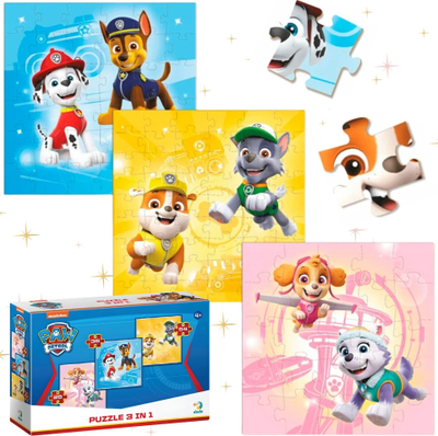 Puzzle për kalamajt Dodo Paw Patrol 3 në 1, 3 puzzle, 20 x 20 cm, shumëngjyrëshe