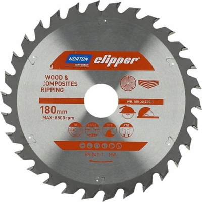 Сечило кружно Norton Clipper TCT WOOD RIPPING, 180mm, за сечење дрво