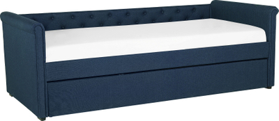 Krevat trundle Beliani Libourne, 90 x 200 cm, tekstil, blu navy