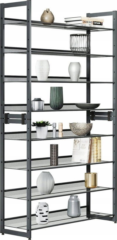 Raft këpucësh Songmics 8-Tier, metal, 163.5x92.5x30.7 cm, i zi