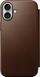 Këllëf portofol Nomad Modern Leather Folio për iPhone 16 Plus, lëkurë full grain, MagSafe, kafe