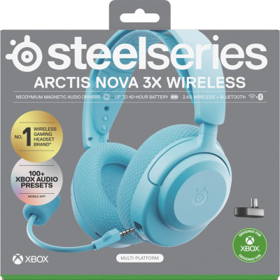 Kufje gaming SteelSeries Arctis Nova 3X Wireless, pa kabllo, për Xbox dhe PC, ngjyrë aqua