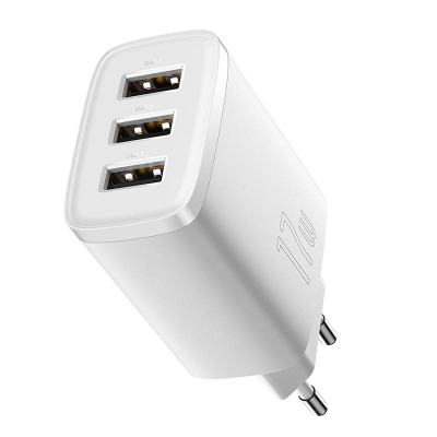 Karikues rrjeti Baseus CCXJ020102, 3x USB A, 3.4A 17W, i bardhë