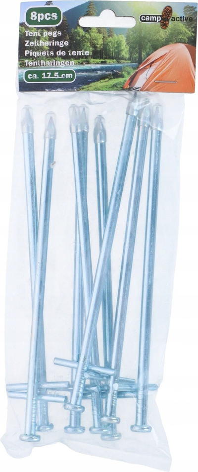 Kunja çadre Camp Active Steel, 17.5 cm, set me 8 copë, ngjyrë argjendtë