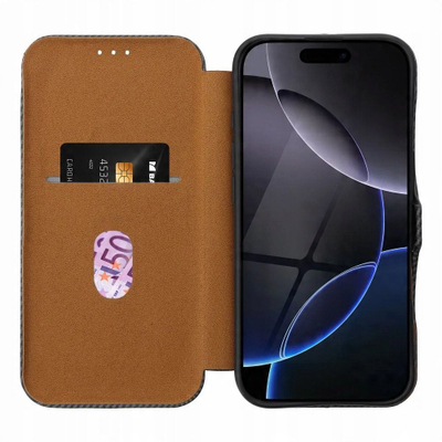 Futrollë magnetike folio Side për iPhone 16 Pro, me kapak anësor, gri