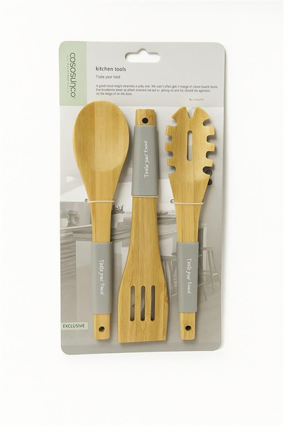 Set lugësh druri me mbajtëse silikoni 30.4cm 3/1. CASASUNCO