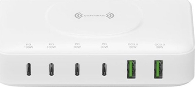 Stacion karikimi 4smarts 7n1 GaN 100W, me karikim wireless, i bardhë