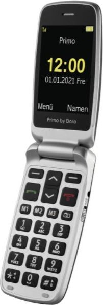 Telefoni me kapak Doro Primo 408, ekran 2.8", bateri 1000mAh, gri argjend