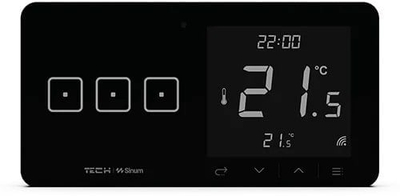 Rregullator dhome smart Sinum WSR‑03L, çelës treshe me prekje, ekran LCD, i zi