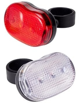Drita biçiklete pa markë 2 x 3 LED, set përpara dhe mbrapa, e bardhë edhe e kuqe