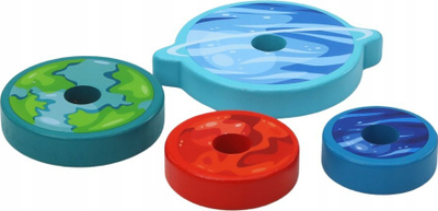 Lodër druri sorter piramidë Leantoys, 10 pjesë, edukative, shumëngjyrëshe